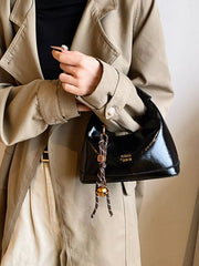 Leather Crossbody Bag with Charm 