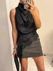 High Neck Lace Trim Cami 