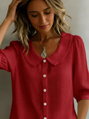 Full Size Peter Pan Collar Button-Down Shirt Plus Size 