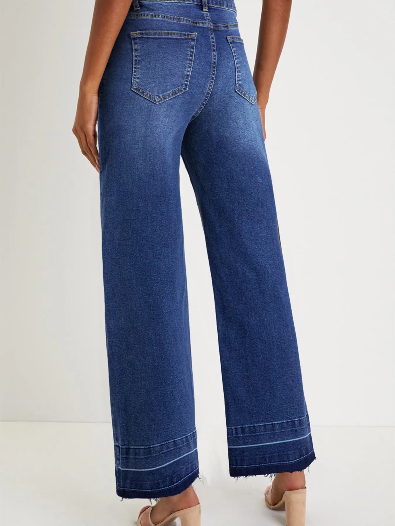 Raw Hem Unique Cuffs Straight High Rise Loose Jeans 