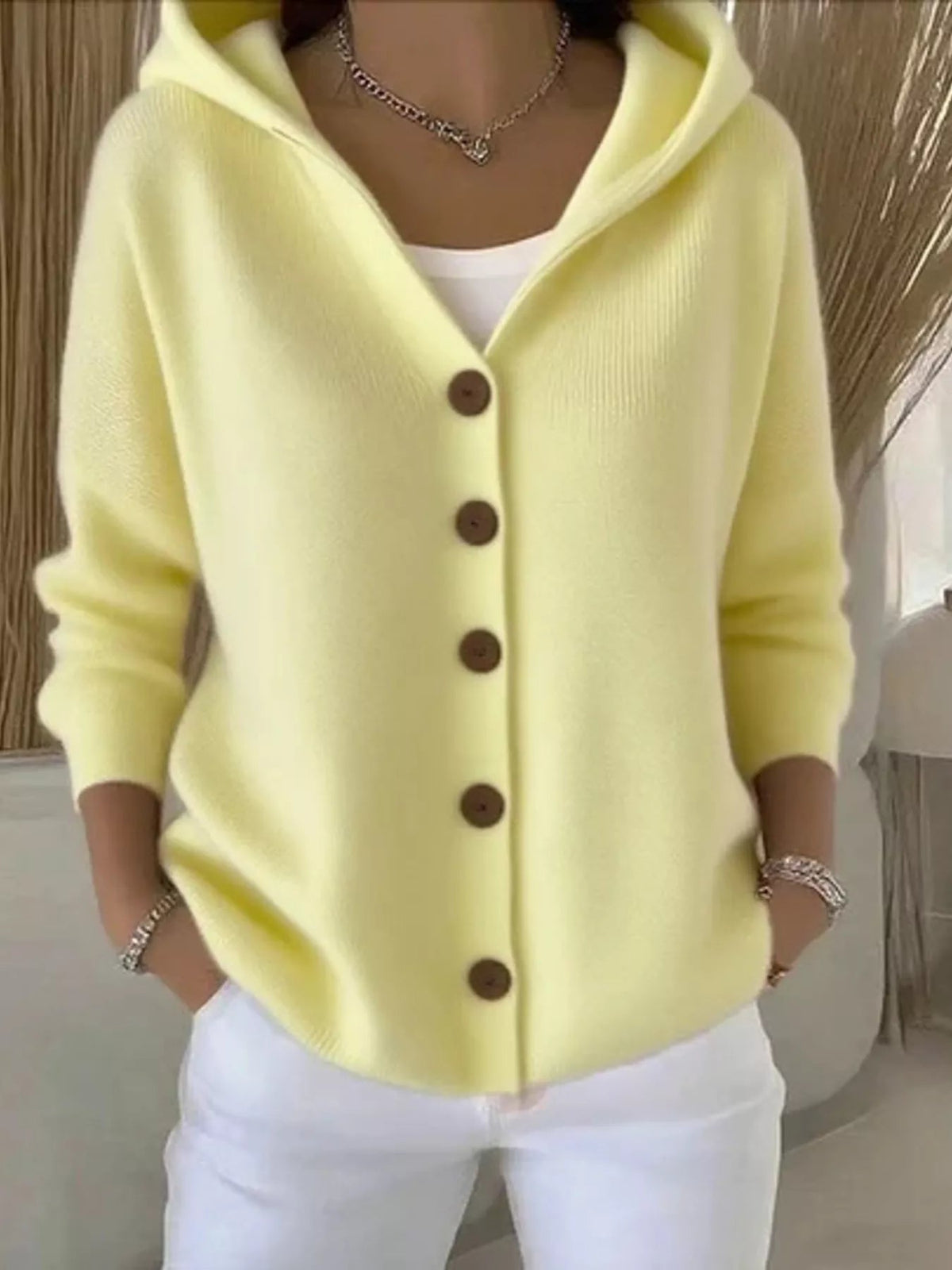 Full Size Hooded Button-Front Soft Knit Cardigan Plus Size 