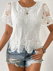 Lace Short Sleeve Blouse 