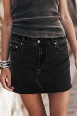 Frayed Hem Denim Mini Skirt 