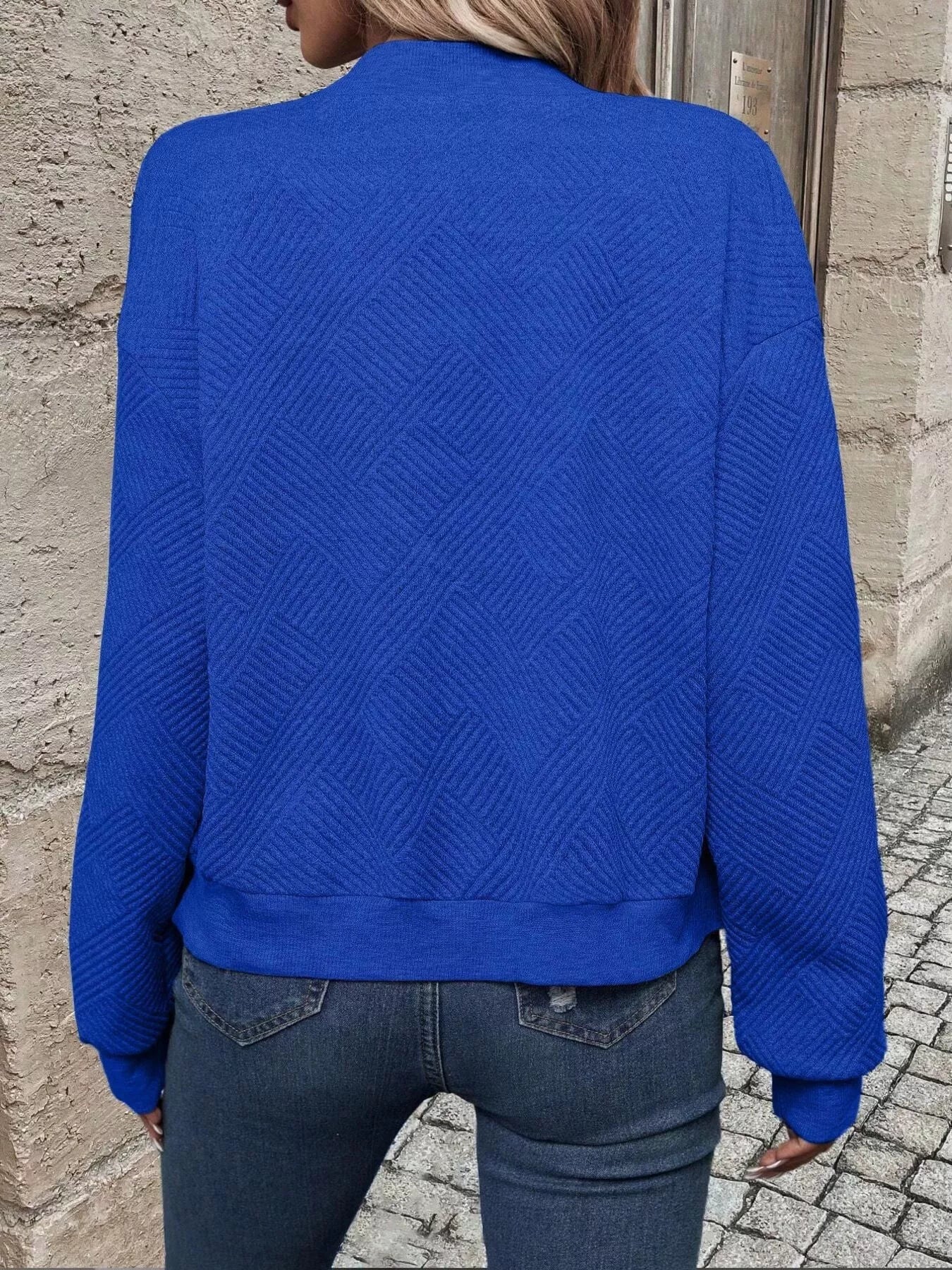 Full Size Zip Up Long Sleeve Textured Jacket Plus Size 