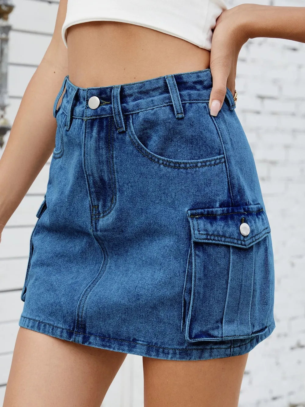Cargo Denim Skirt 