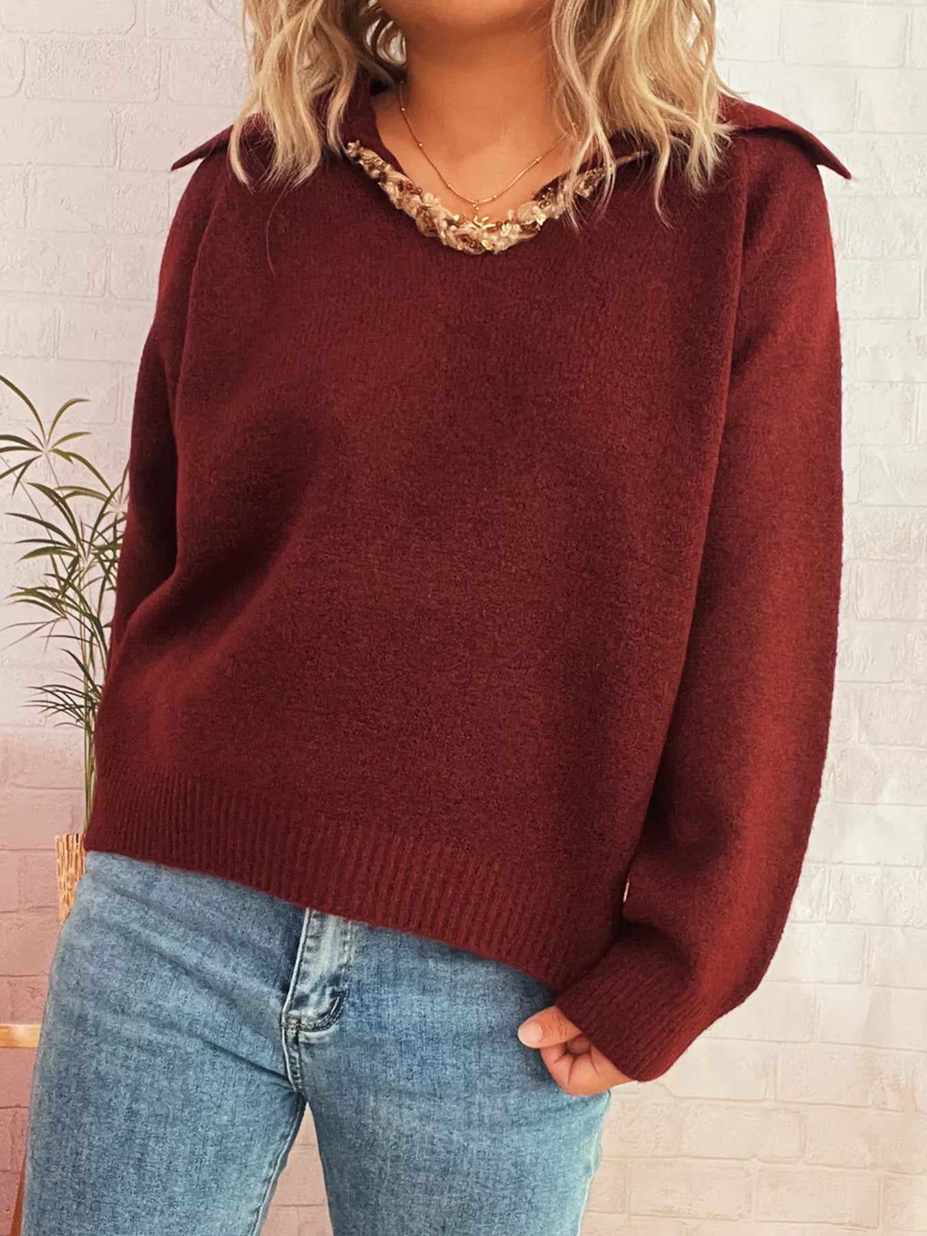 Ribbed Hem Raglan Sleeve Sweater 