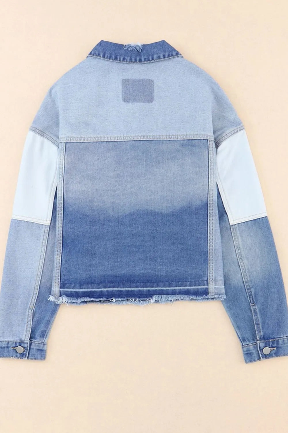 Distressed Button Up Drop Shoulder Denim Jacket 