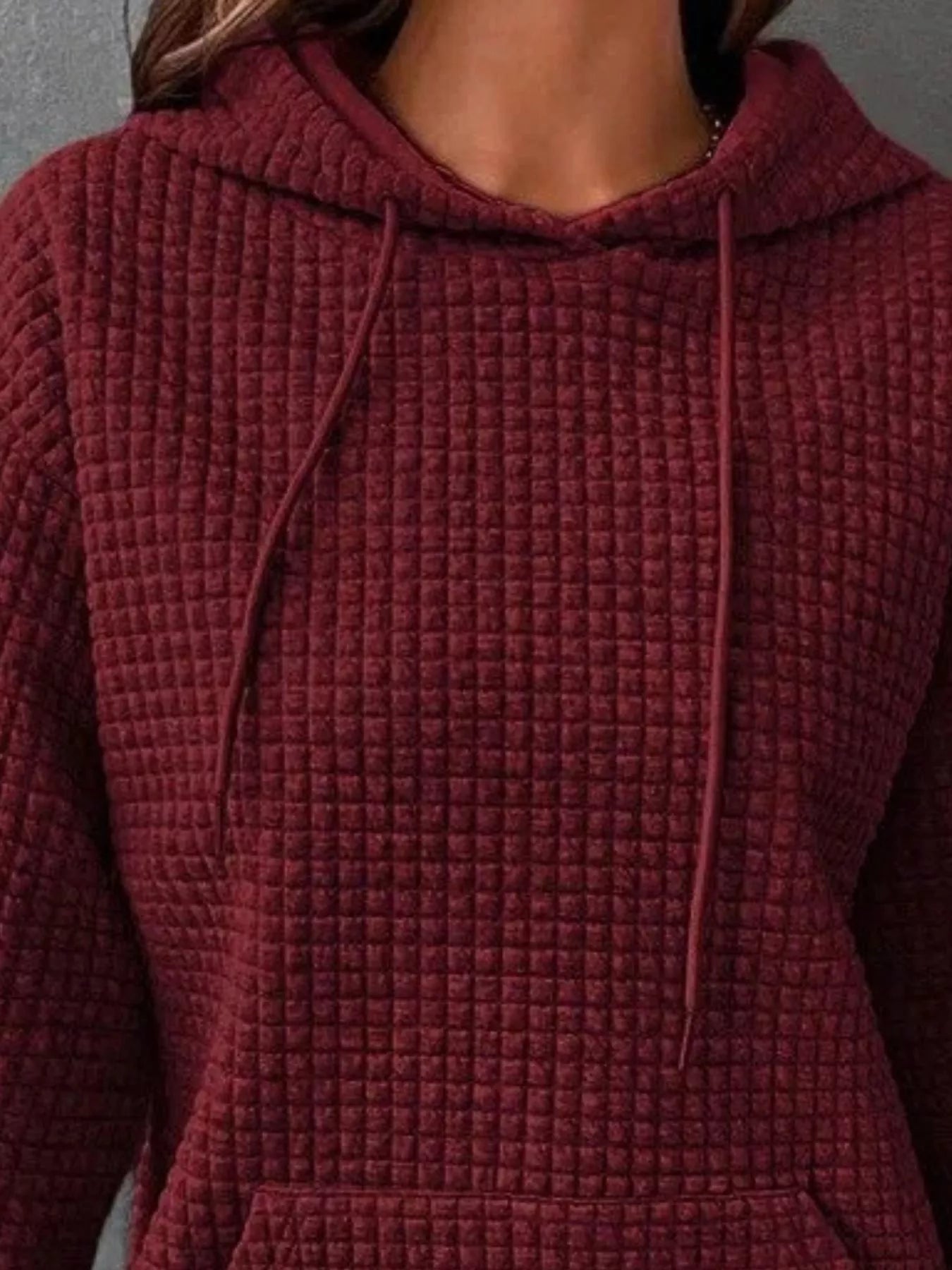 Full Size Textured Kangaroo Pocket Hoodie Plus Size 