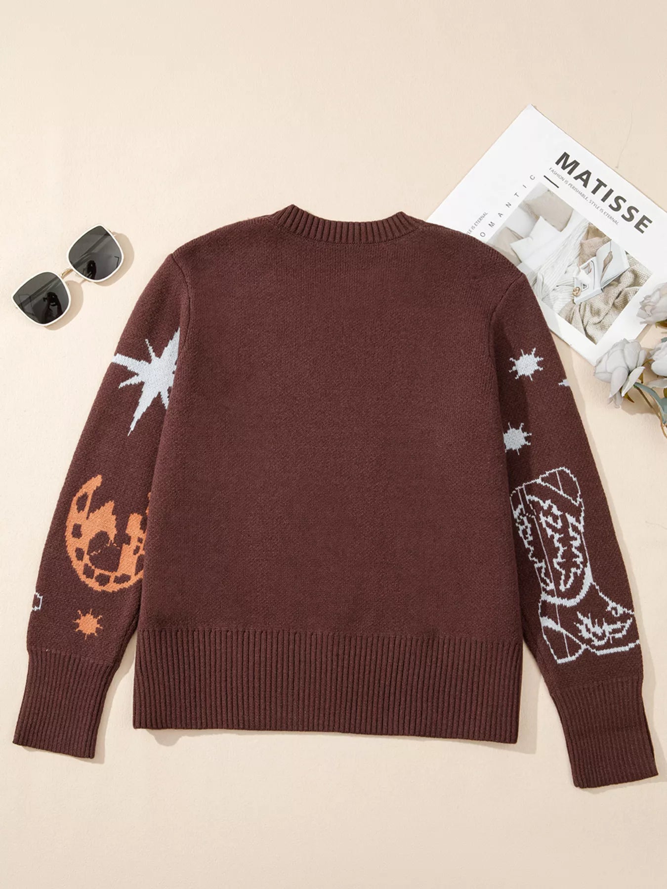 Cowgirl Round Neck Casual Sweater 
