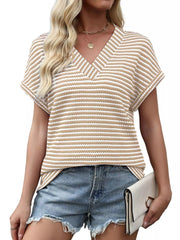 Striped V-Neck Relaxed Fit T-Shirt 