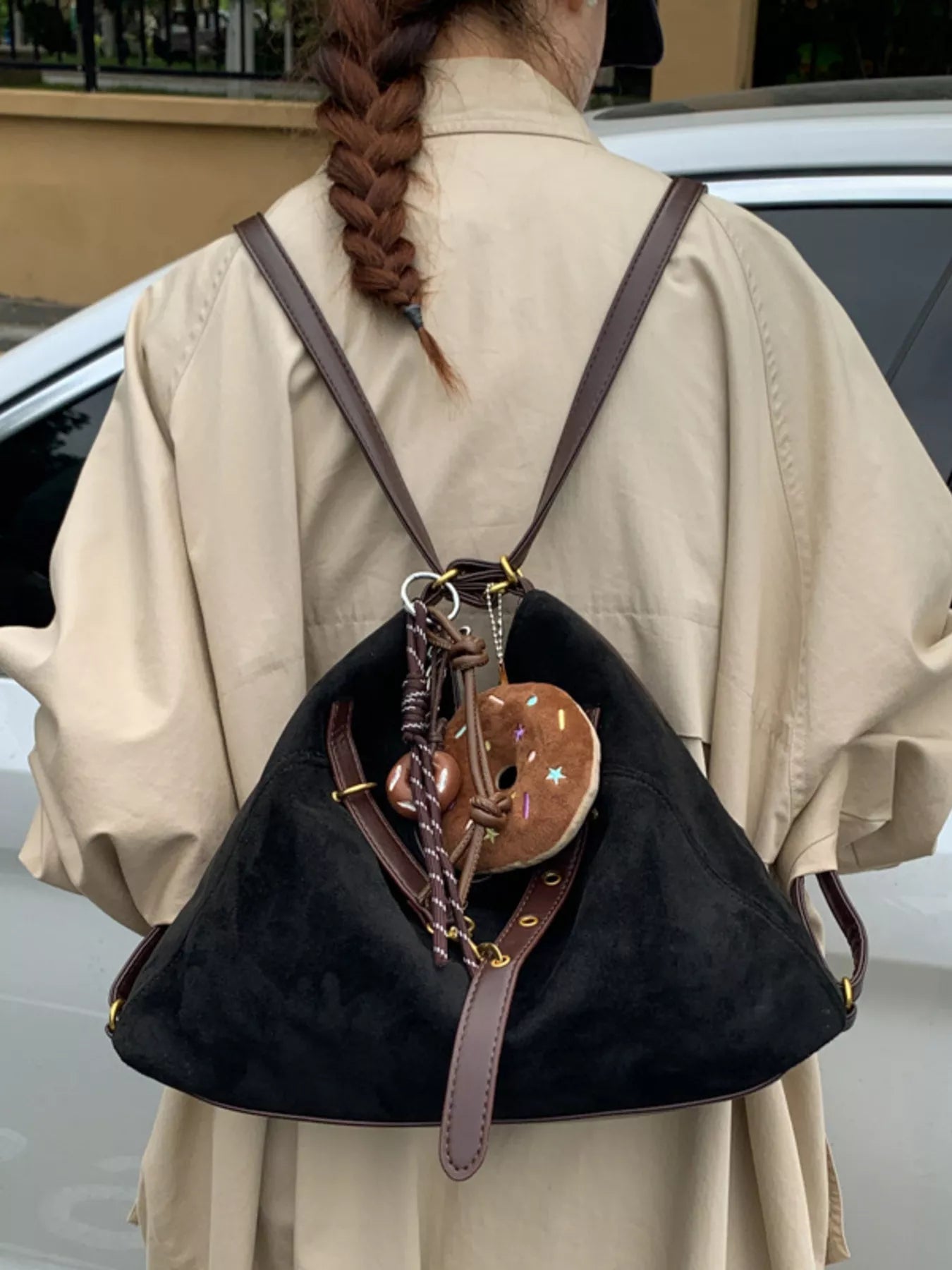 Adjustable Strap Handbag with Charm 