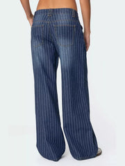 Striped Wide Leg Jeans 