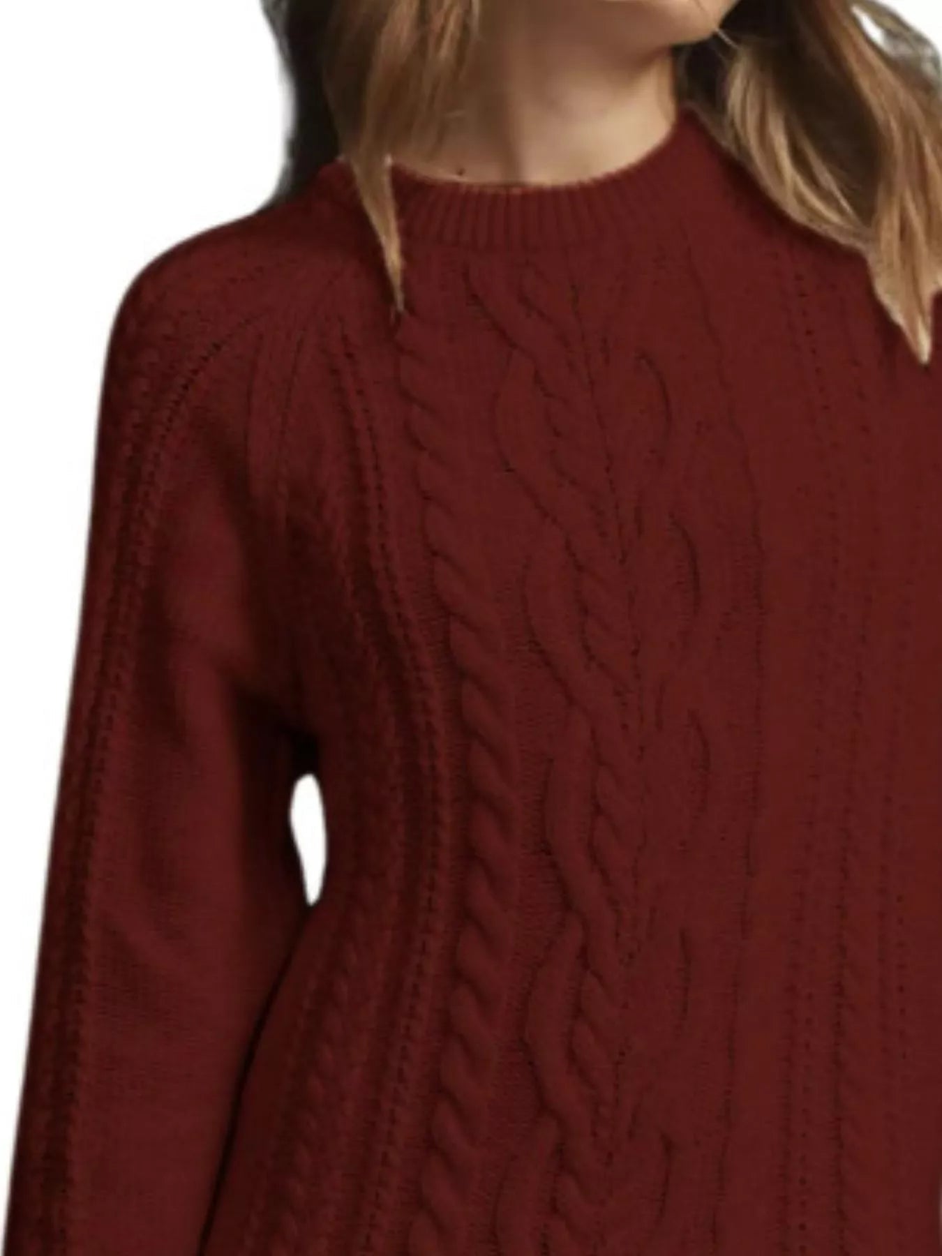Full Size Cable-Knit Mini Sweater Dress Plus Size 