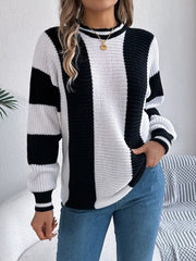 Color Block Round Neck Sweater 