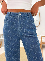 Heart Washed straight Leg Jeans 
