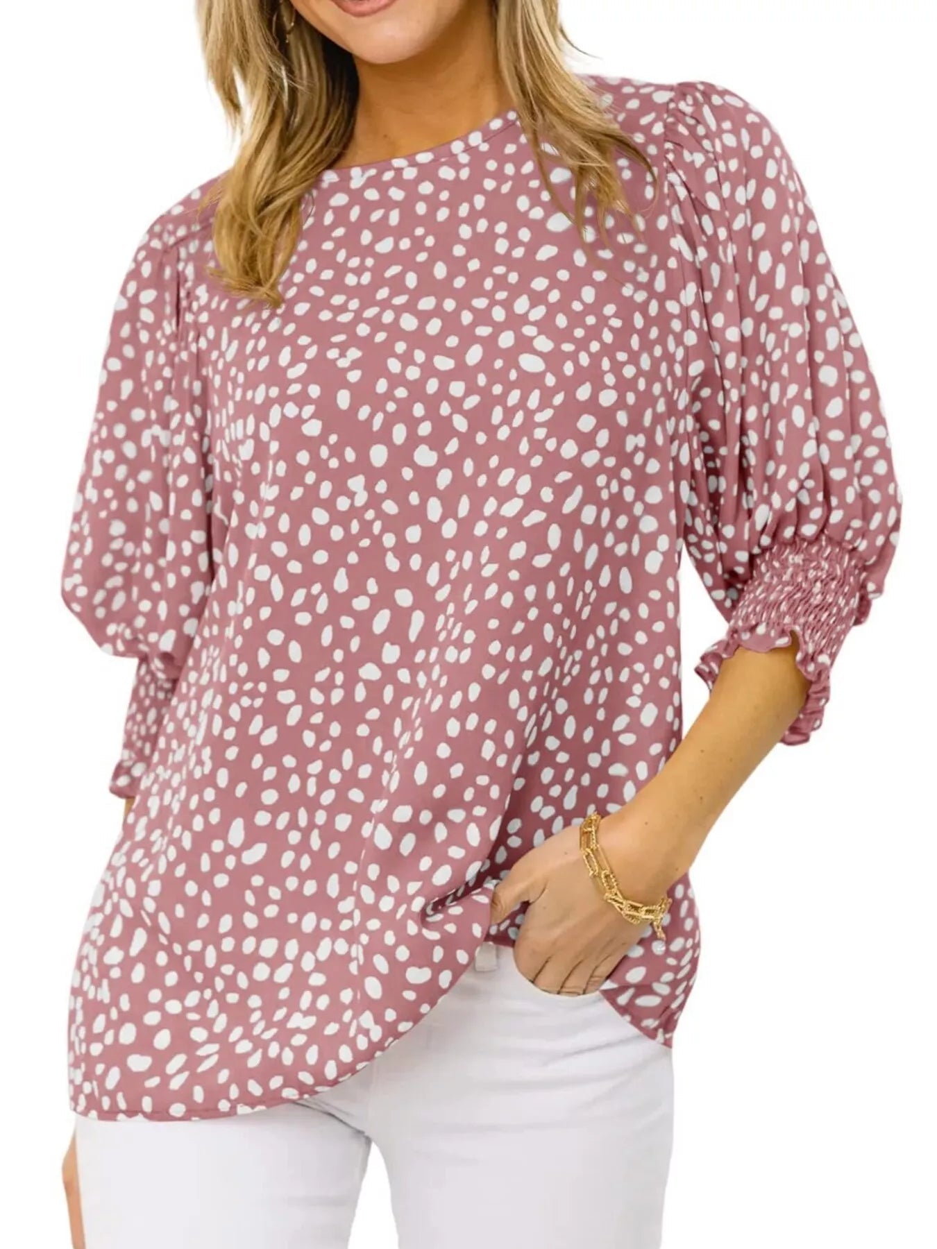 Animal Print Half Sleeve Blouse 