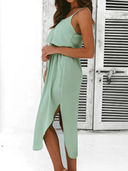 Tied Side Slit Midi Cami Dress 