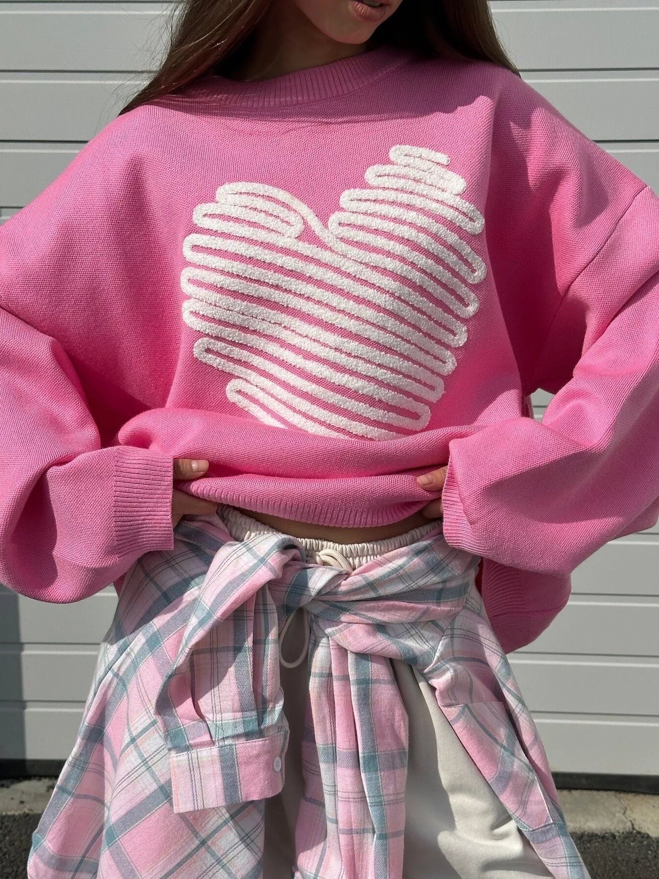 Heart Round Neck Oversized Sweater 