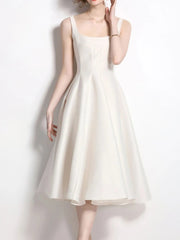 A-Line Silhouette Midi Sleeveless Dress 