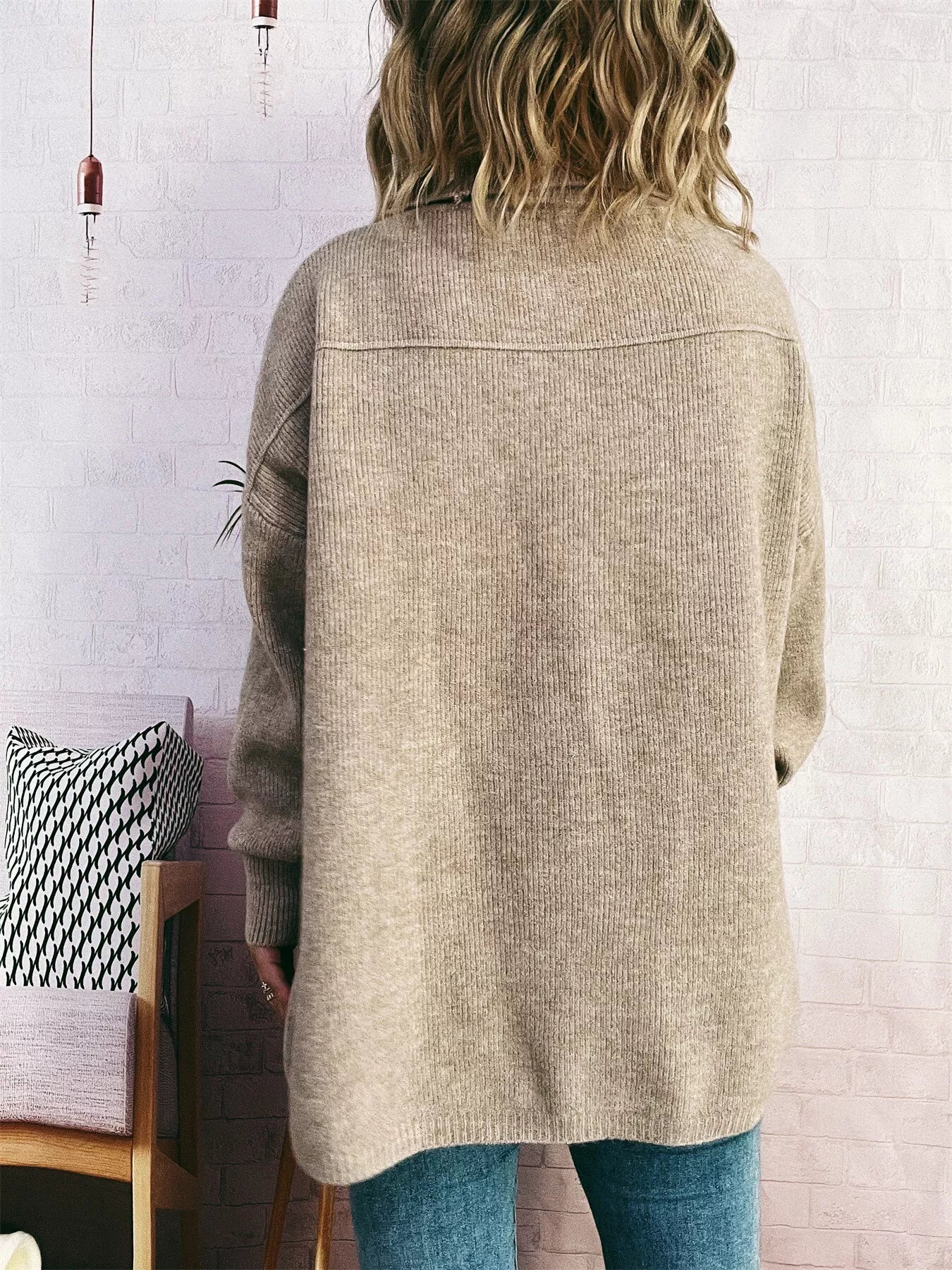 Slit Turtleneck Long Sleeve Sweater 