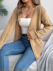 Openwork Open Front Long Sleeve Cardigan 