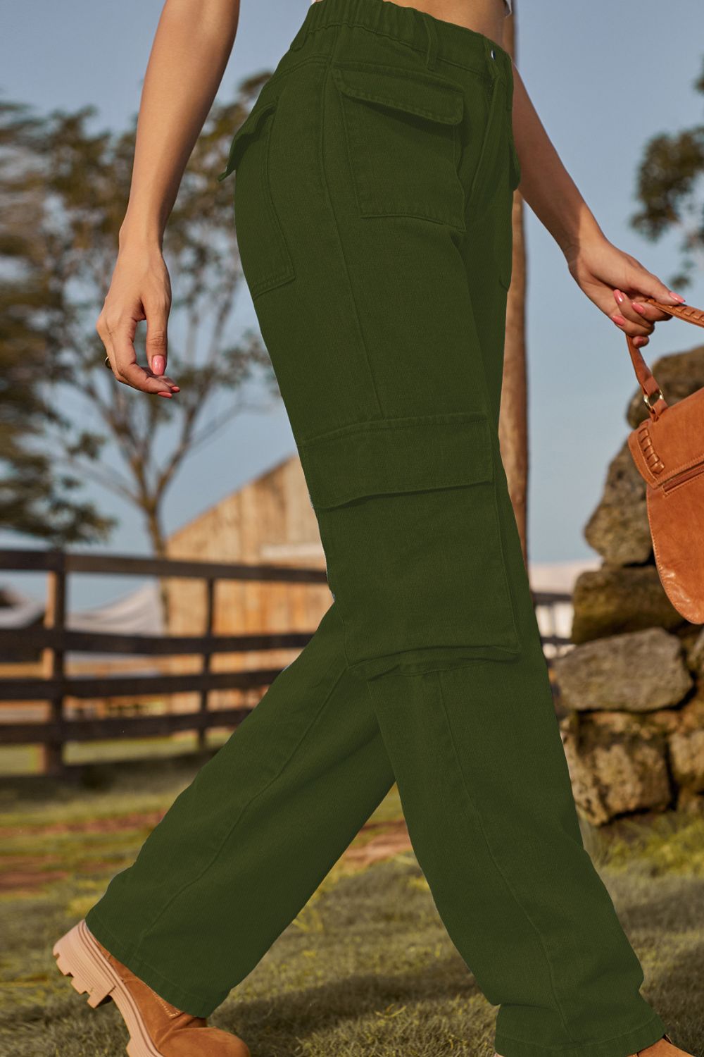 Loose Fit Long Jeans with Pockets 