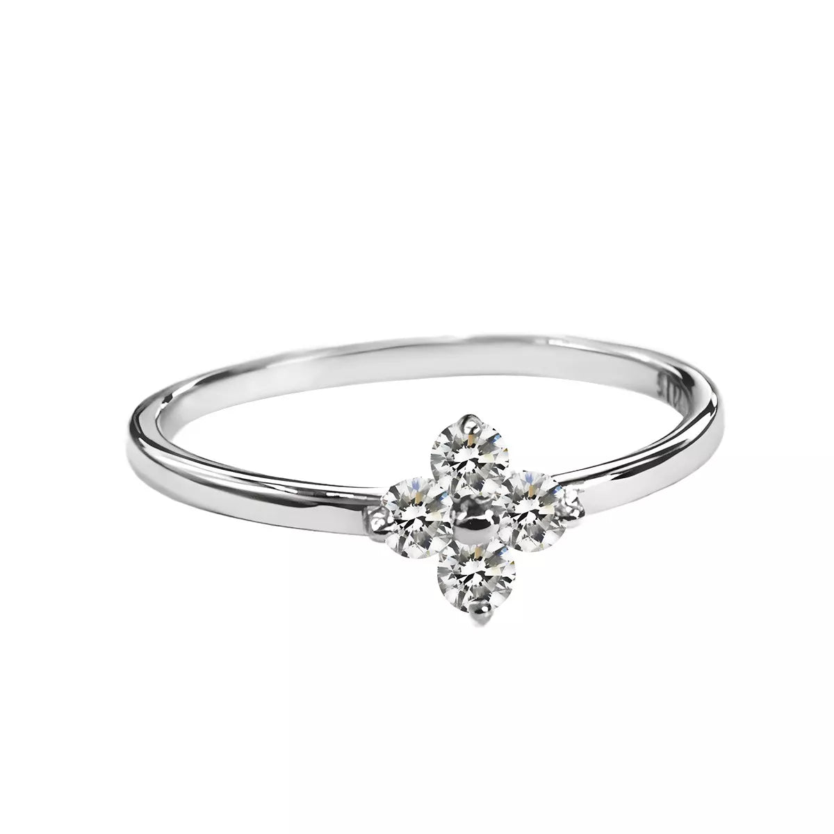 925 Sterling Silver Four-Leaf Clover Ring 