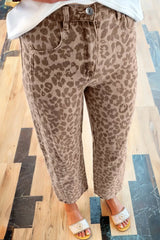 Leopard Print High-Waisted Cropped Jeans 