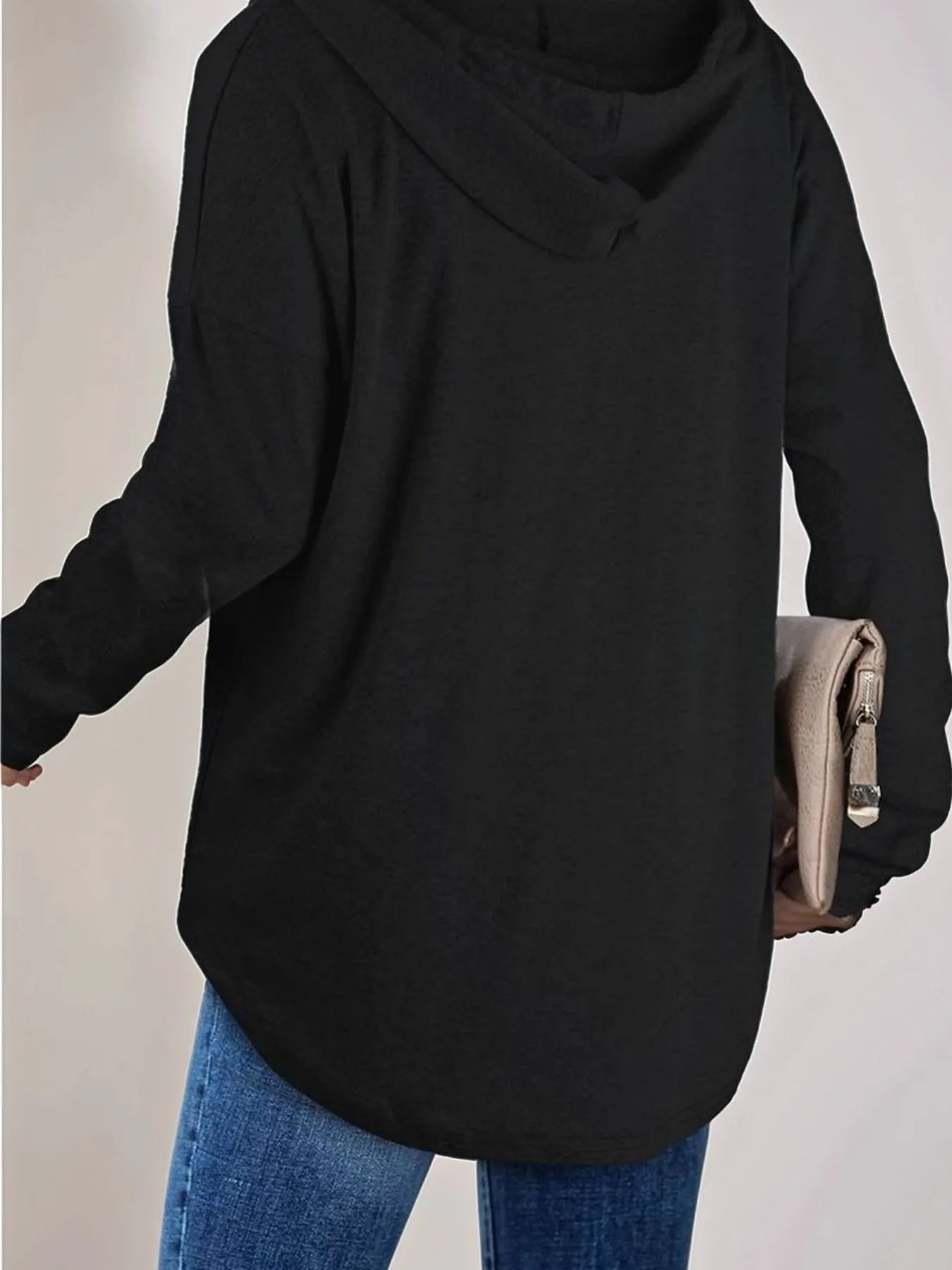 Full Size Drawstring Long Sleeve Hoodie Plus Size 