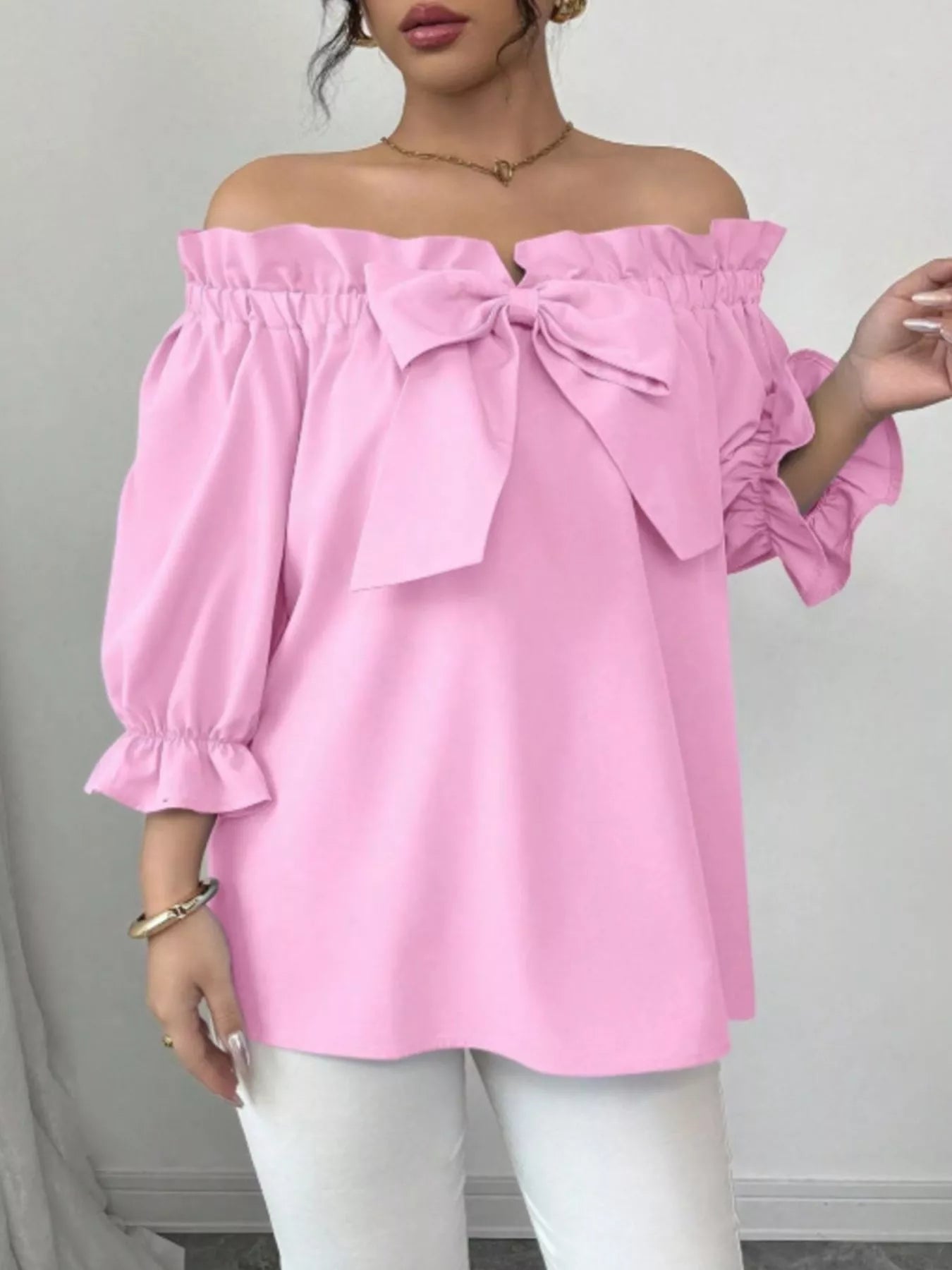 Bow Flounce Sleeve Blouse 