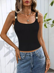 Pearl Detail Scoop Neck Tank 