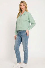Zenana Scuba Half Zip Pullover With Kangaroo Pockets 