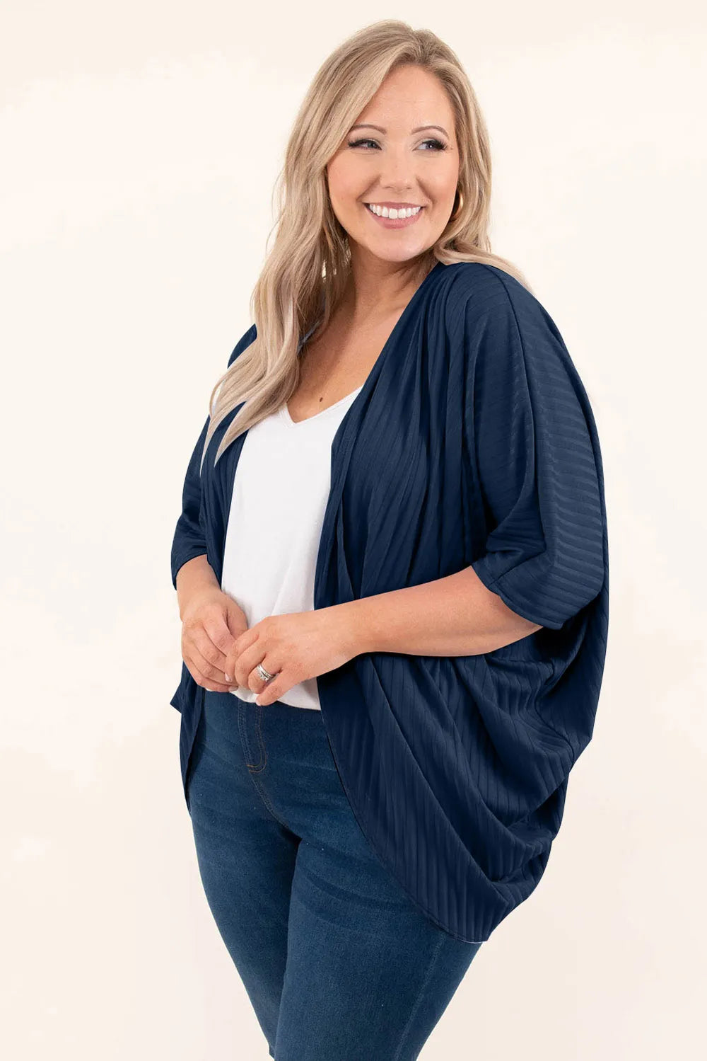 Plus Size Ribbed Cocoon Cover Up 