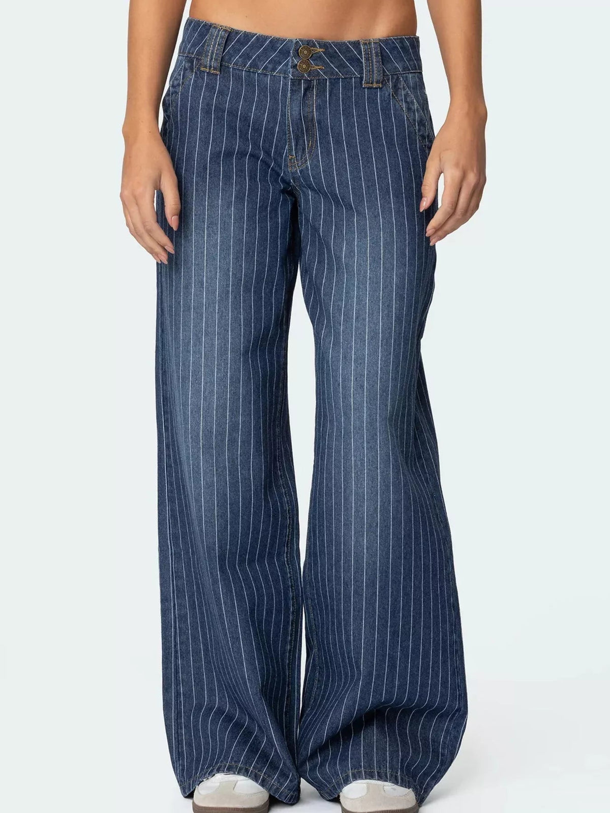 Striped Wide Leg Jeans 
