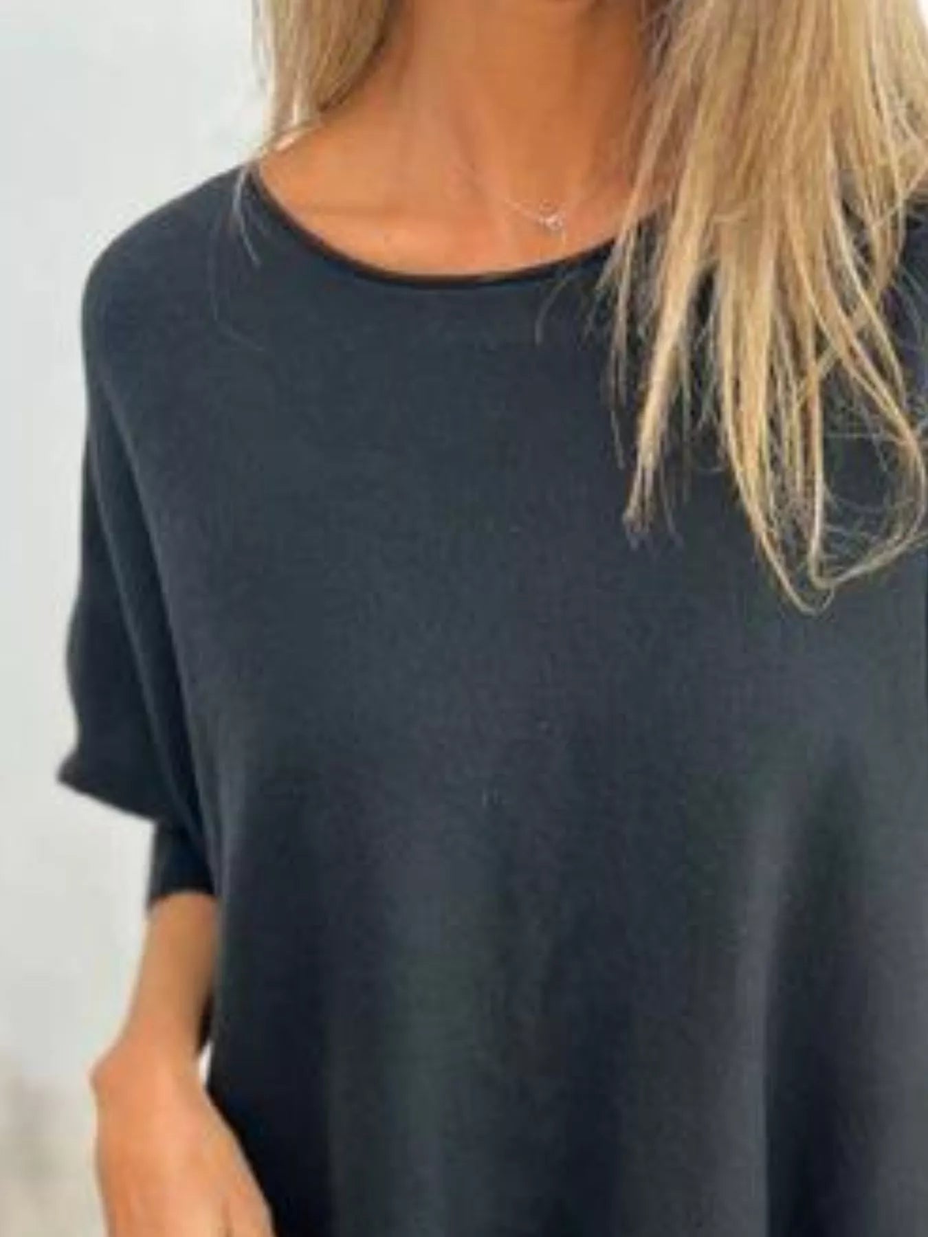 Full Size Round Neck Long Sleeve Knit Top with Lace Trim Plus Size 