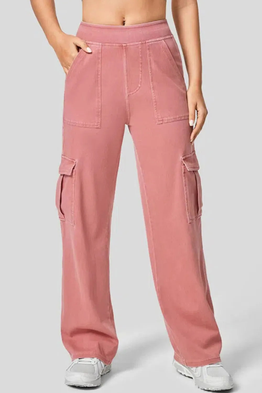 High Waist Straight Leg Cargo Jeans 