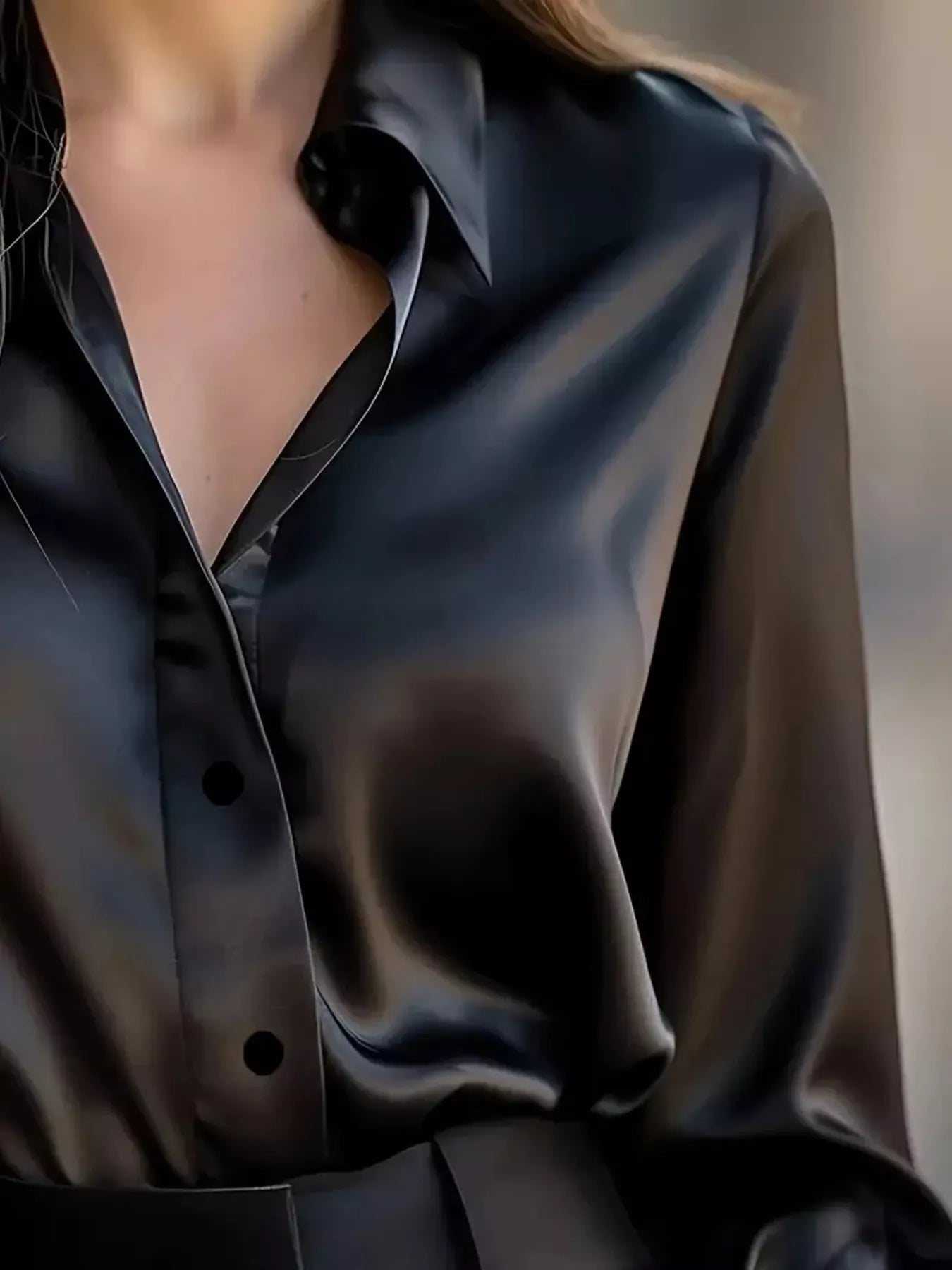 Button Down Collared Neck Long Sleeve Shirt 