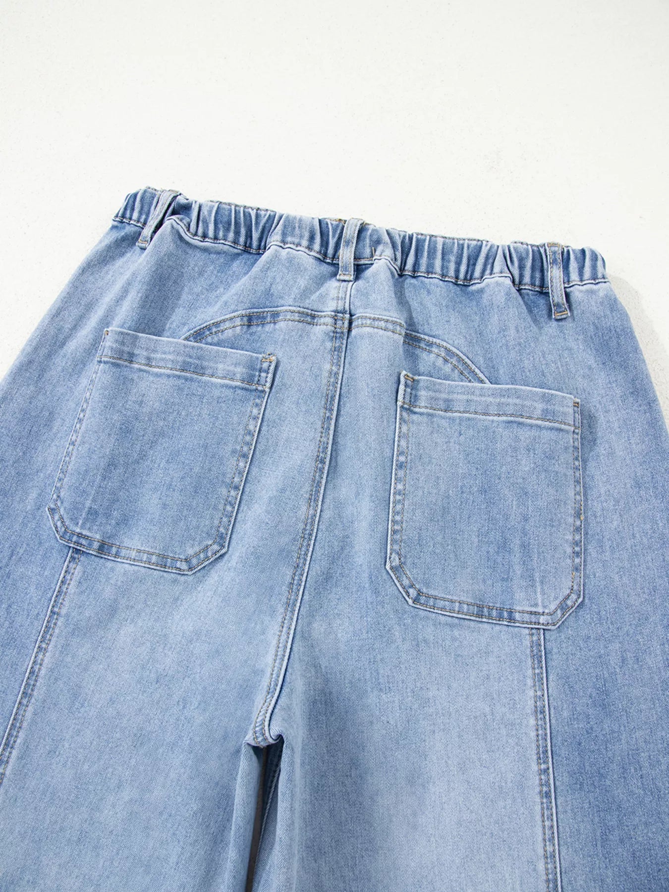 Wide Leg Drawstring Raw Hem Jeans 