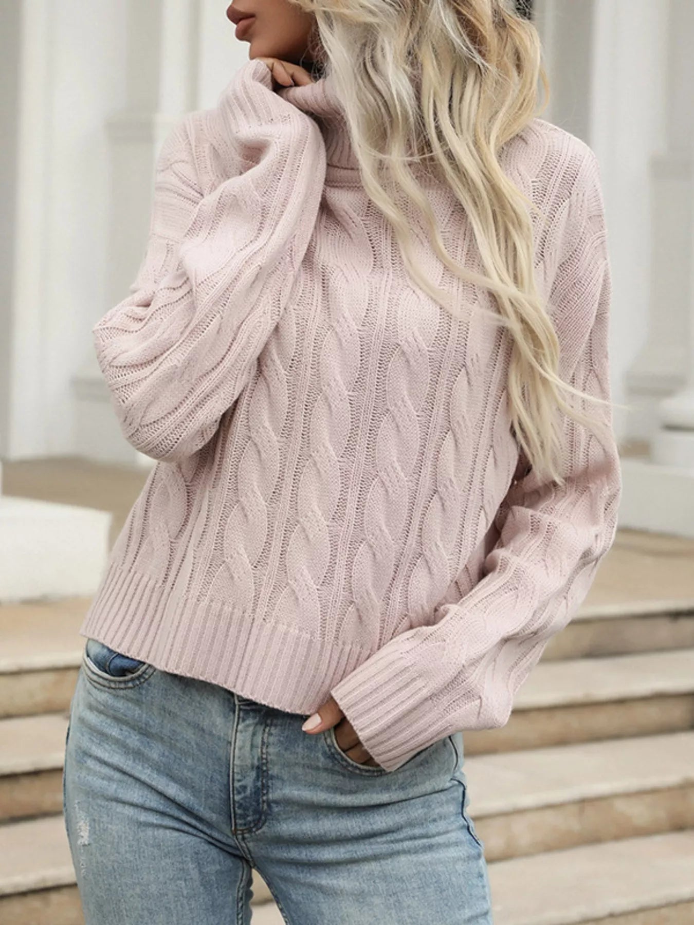 Cable Knit Turtleneck Sweater 