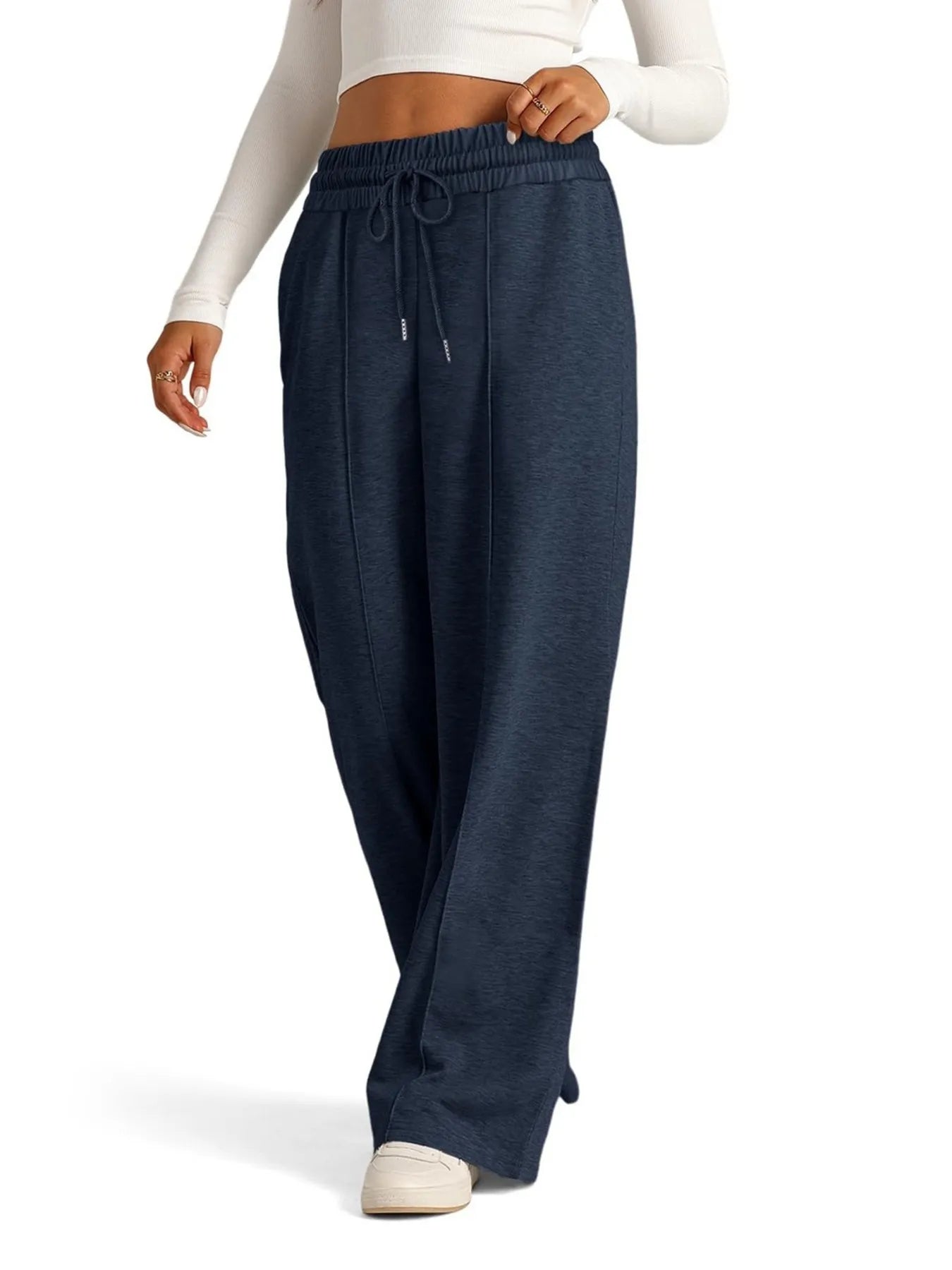 Full Size Drawstring Relaxed Fit Wide Leg Pants Plus Size 