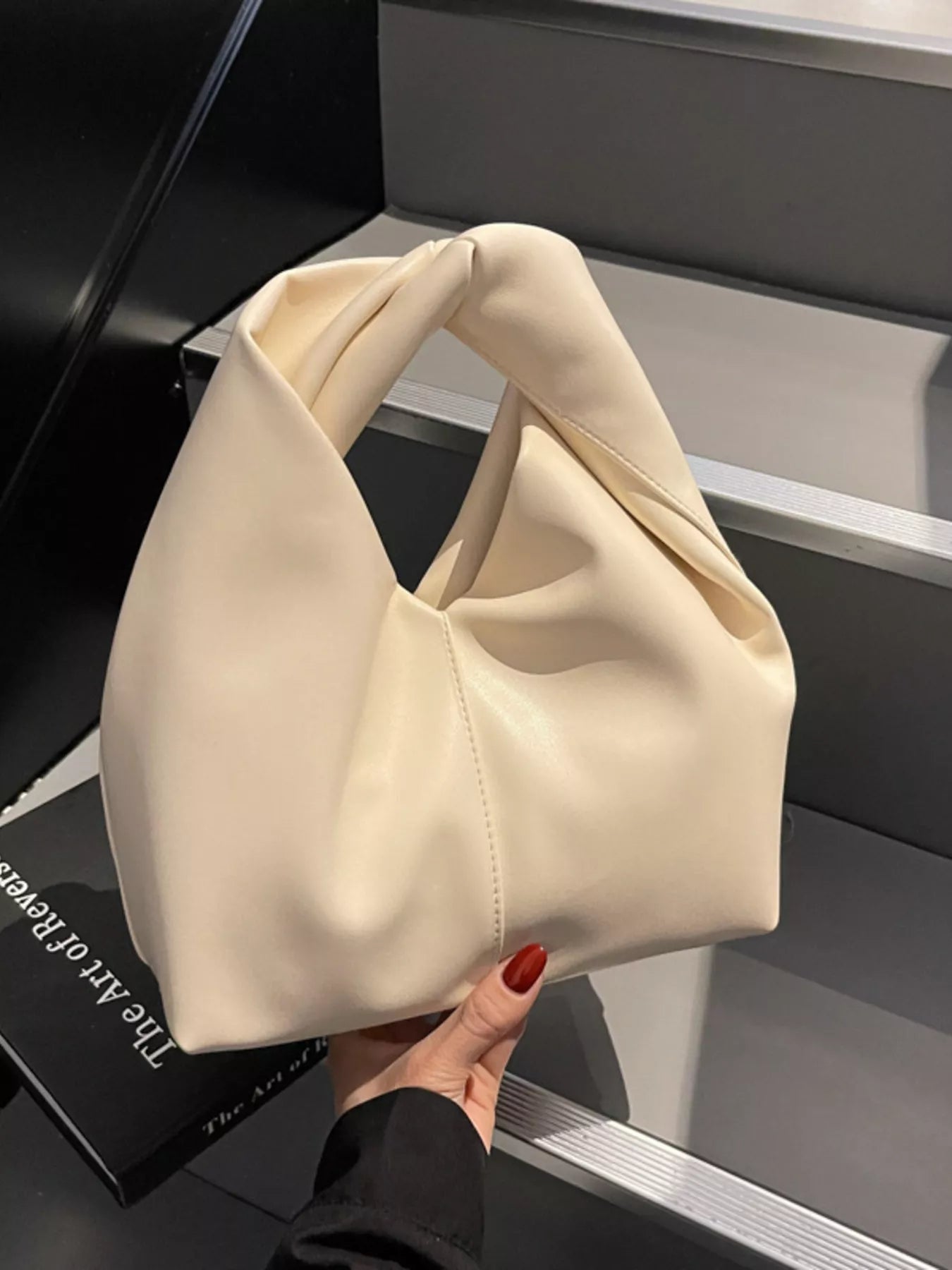 Knot Handle Leather Handbag 