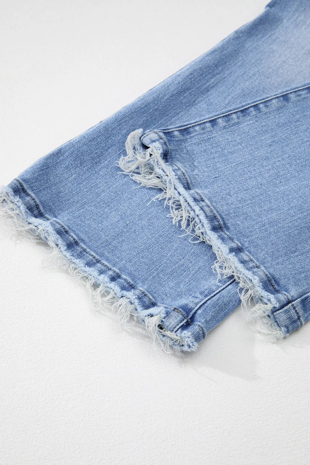 Mineral Wash Raw Hem High Waist Flared Jeans 