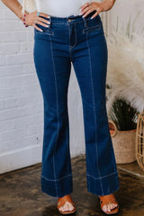 Center Seam Deep Wash Straight Jeans 