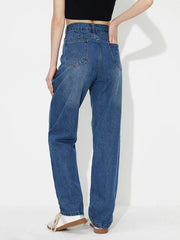 Asymmetric Waist Jeans with Pockets 