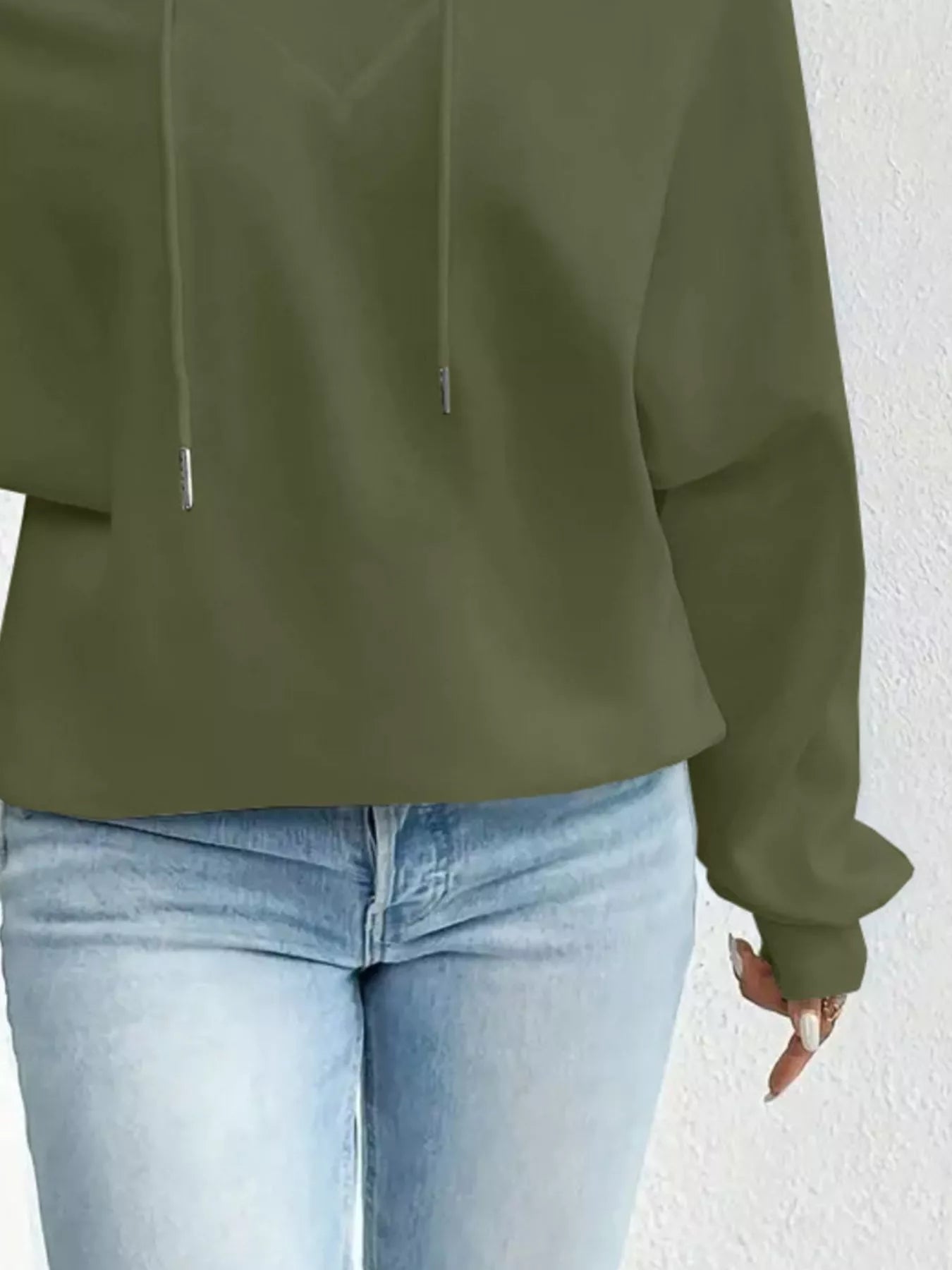 Full Size Off-Shoulder Drawstring Long Sleeve Top Plus Size 