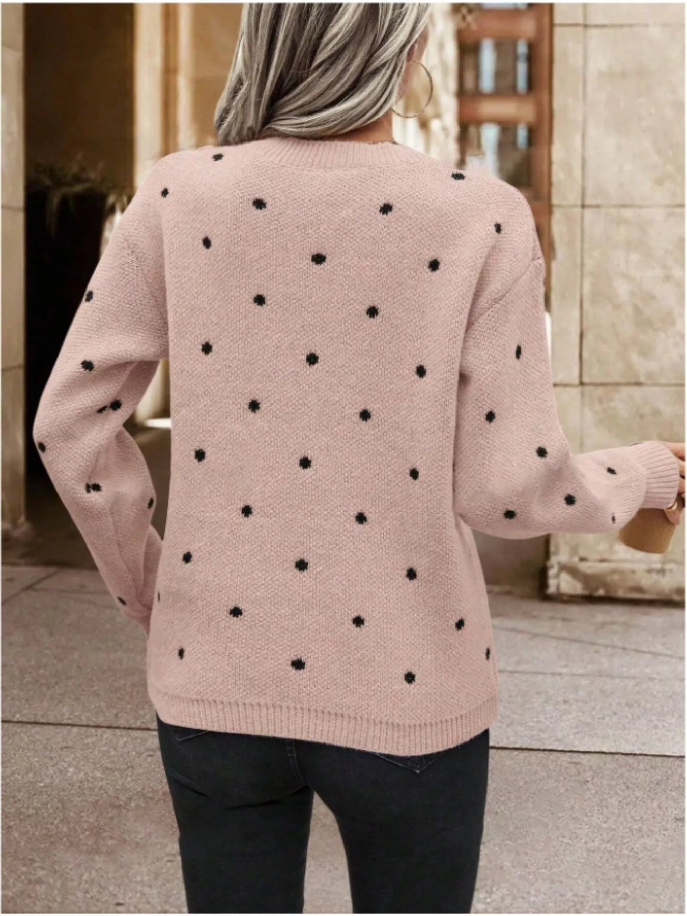 Polka Dot Long Sleeve Sweater 