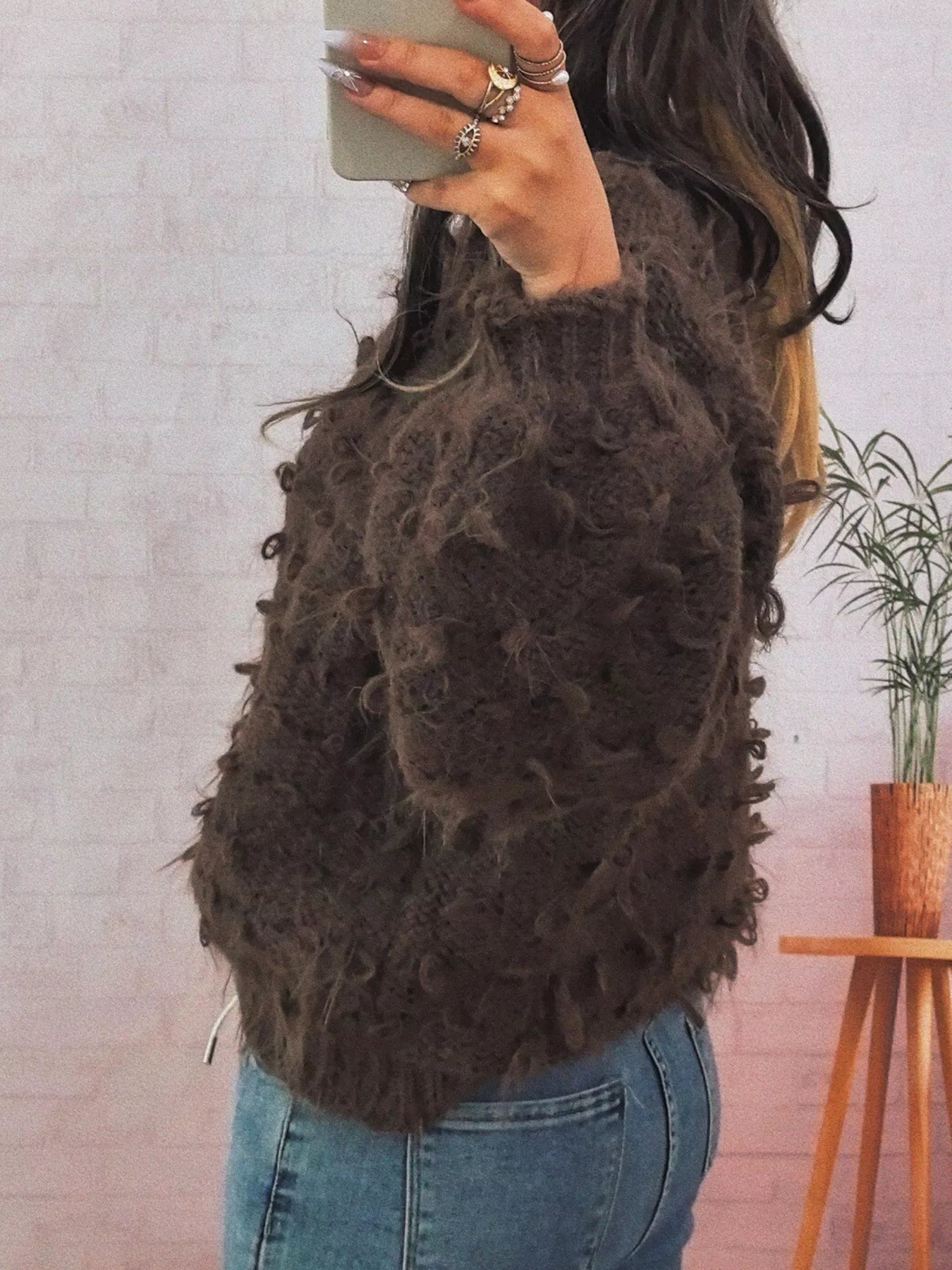Chunky Round Neck Long Sleeve Sweater 