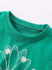 Children's Daisy Ruffle Hem Short Sleeve T-Shirt 