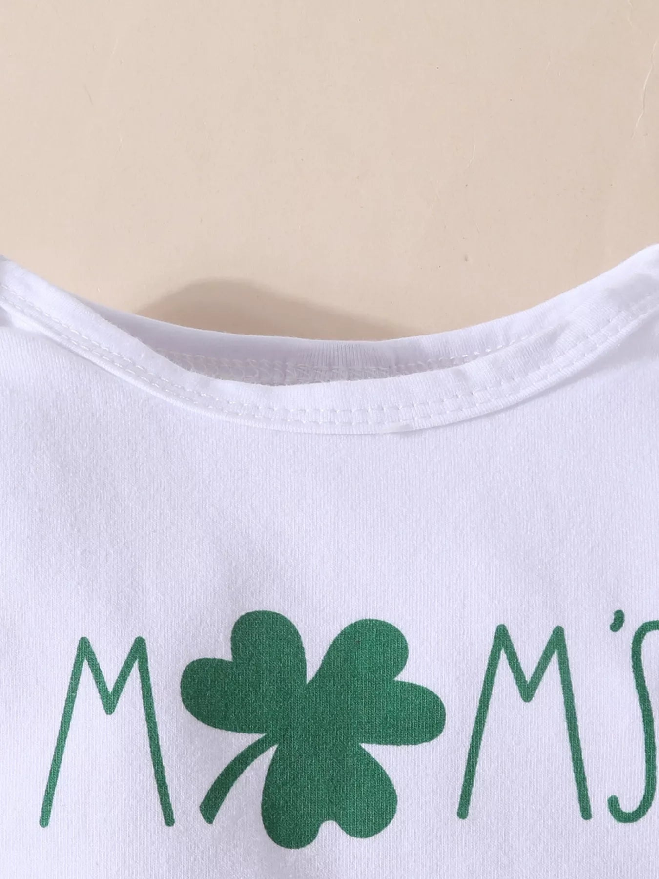 Children's Lucky Clover Long Sleeve Bodysuit and Flare Pants Set with Headband 