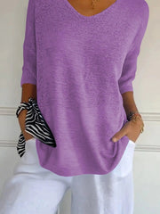 Full Size Relaxed Fit Ribbed Hem Sweater Plus Size 